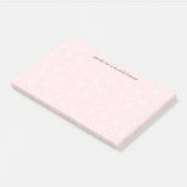 Blush Pink Tile Muster mit grauem Skriptnamen Post-it Klebezettel (angewinkelt)