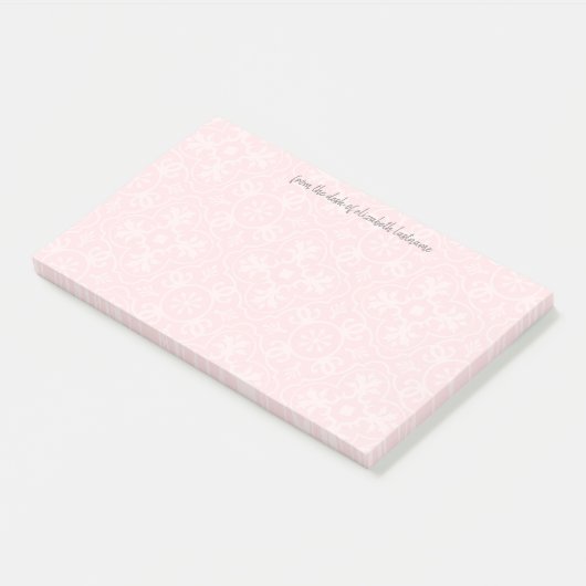 Blush Pink Tile Muster mit grauem Skriptnamen Post-it Klebezettel (angewinkelt)