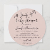 Blush Pink Tiny Boho Blume Minimal Babydusche Einladung (Vorderseite)