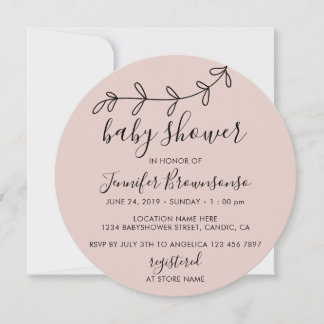 Blush Pink Tiny Boho Blume Minimal Babydusche Einladung