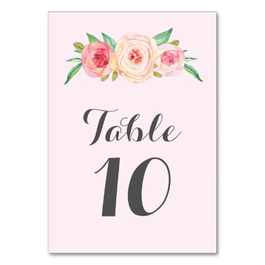 Blush Pink Tischnummer Cards (Rückseite)