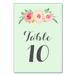 Blush Pink Tischnummer Cards mit floraler Minze