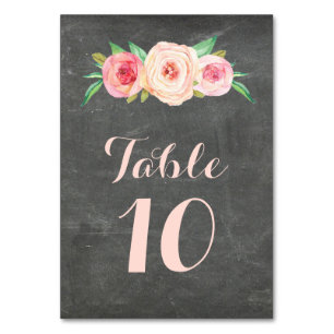 Blush Pink Tischnummer Chalkboard Karte