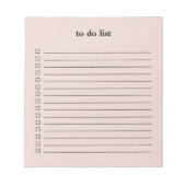 Blush Pink To Do List Minimalist Teacher Simple Notizblock (Vorderseite)