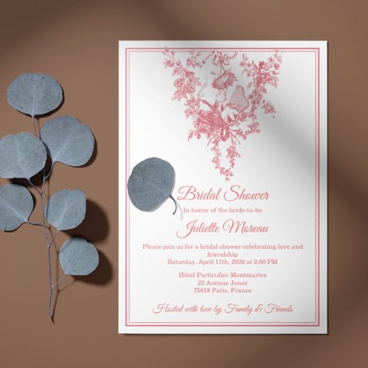 Blush Pink Toile de Jouy Bridal Shower Invitation Einladung