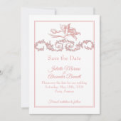 Blush Pink Toile de Jouy Paris Save the Date Card (Vorderseite)