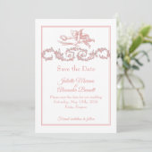 Blush Pink Toile de Jouy Paris Save the Date Card (Stehend Vorderseite)