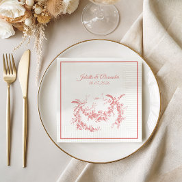 Blush Pink Toile de Jouy Wedding Paper Napkins Serviette