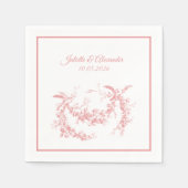 Blush Pink Toile de Jouy Wedding Paper Napkins Serviette (Vorderseite)