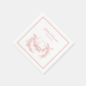 Blush Pink Toile de Jouy Wedding Paper Napkins Serviette (Ecke)