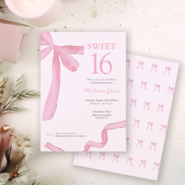 Blush Pink trendy Bow Ribbon Coquette Sweet 16  Einladung