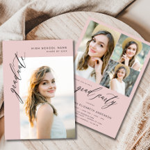Blush Pink Trendy Foto Graduation Party