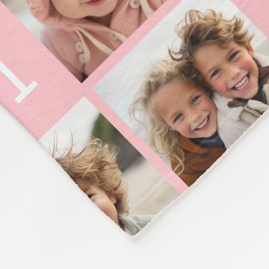 Blush Pink Trendy FotoCollage mit Monogramm Fleecedecke (Ecke)