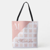 Blush Pink Trendy Girly Initial Name Monogram Tasche (Vorderseite)