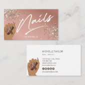 Blush Pink Trendy Glitzer Moderner Nagelkünstler Visitenkarte (Vorne/Hinten)