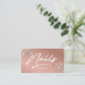 Blush Pink Trendy Glitzer Moderner Nagelkünstler Visitenkarte (Stehend Vorderseite)
