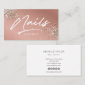 Blush Pink Trendy Glitzer Moderner Nagelkünstler Visitenkarte (Vorne/Hinten)