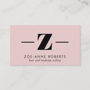 Blush Pink Trendy Letter Z Monogram Haar Makeup Visitenkarte
