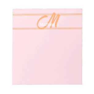 Blush Pink Trendy Modern Monogram Initial Notizblock