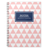 Blush Pink Triangle Muster Navy Name Template Notizblock (Vorderseite)