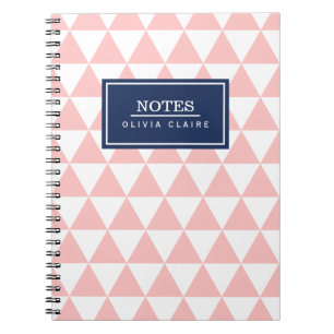 Blush Pink Triangle Muster Navy Name Template Notizblock