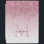 Blush Pink Tropfen Glitzer Sparkasse Monogramm-Skr iPad Hülle<br><div class="desc">Rosa Tropfen Glitzer Sparkle Monogram Script iPad Smart Cover</div>