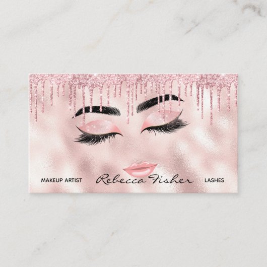 Blush Pink Tropfen Lashes Schönheitsbeweis Karte (Vorderseite)