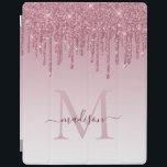 Blush Pink Tropfens Glitzer Sparky Monogram Script iPad Hülle<br><div class="desc">Blush Pink Tropfens Glitzer Sparkle Monogram Script iPad Smart Cover</div>