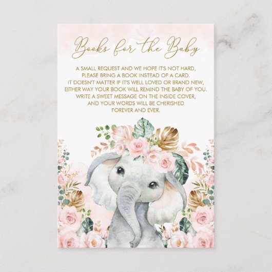 Blush Pink Tropical Floral Elefant Buch Begleitkarte (Vorderseite)