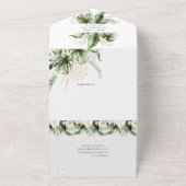 Blush Pink Tropical Lilies Grüne All In One Einladung (Außenbereich)