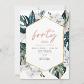 Blush Pink Tropical Palm Pampas 40. Geburtstag Einladung (Vorderseite)