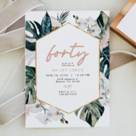 Blush Pink Tropical Palm Pampas 40. Geburtstag Einladung