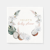 Blush Pink Tropical Palm Pampas Baby Dusche Serviette (Vorderseite)