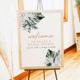 Blush Pink Tropical Palm Pampas Brautparty Post Poster