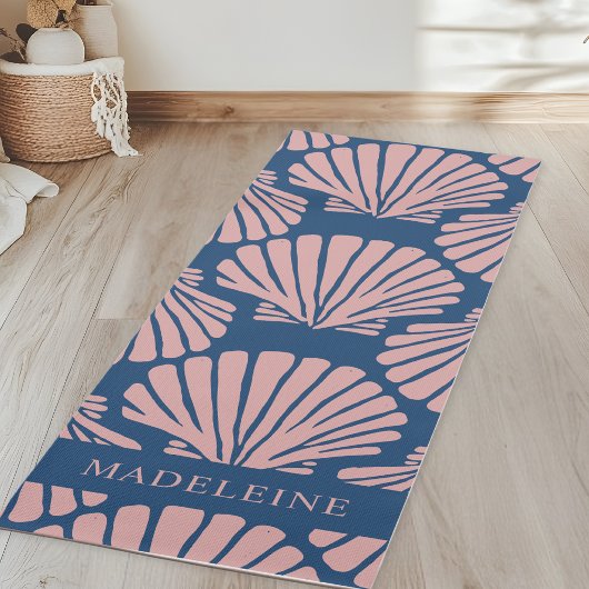 Blush Pink Tropical Seashells Custom Yogamatte