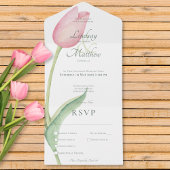 Blush Pink Tulip Solo Modernes Abendessen All In One Einladung