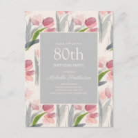 Blush Pink Tulips Floral Women's 80. Geburtstag