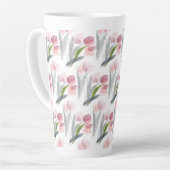 Blush Pink Tulips Sage Green Gray Blätter Weiß Milchtasse (Linke Ecke)