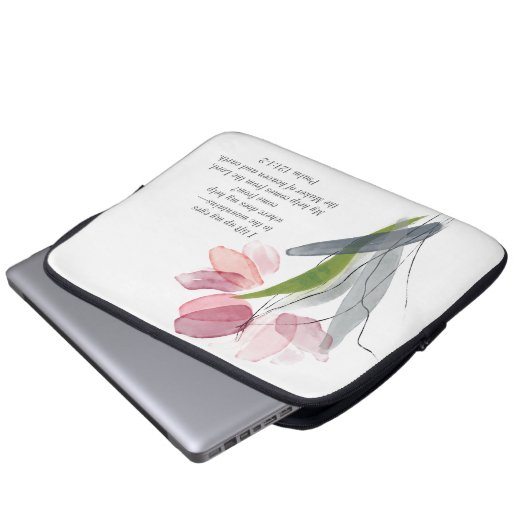 Blush Pink Tulips White Bible Verse Christlich Laptopschutzhülle (Vorne Knopf)
