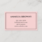 Blush Pink Typografie | Elegant Chic Feminine Visitenkarte (Rückseite)