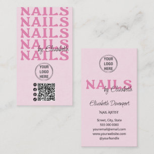 Blush-Pink-Typografie-Logo-QR-Code-Nagelsalon Visitenkarte