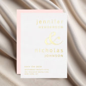 Blush Pink Typograph Wedding Save the Date Gold Folieneinladung
