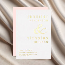 Blush Pink Typograph Wedding Save the Date Gold Folieneinladung