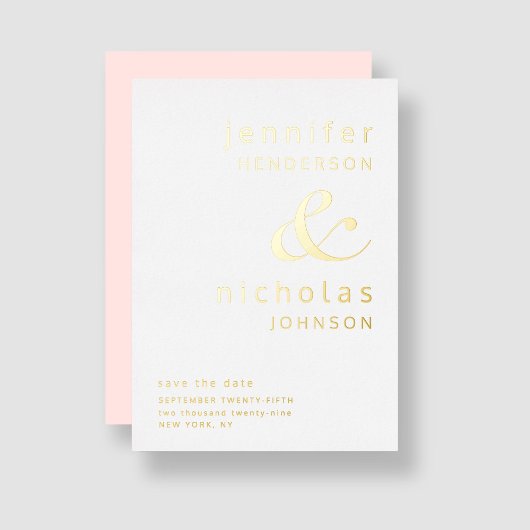 Blush Pink Typograph Wedding Save the Date Gold Folieneinladung