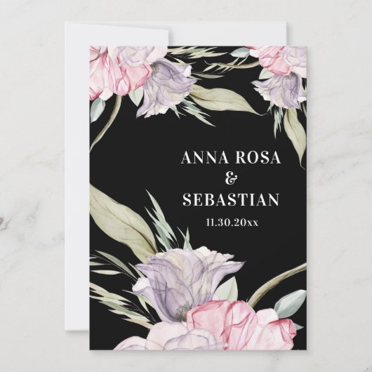 *~* Blush Pink UAWG Floral Rose AR15 Hochzeit Einladung (Vorderseite)