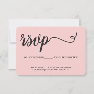 Blush Pink UAWG ohne Mailing Reservierung Sitzplat RSVP Karte