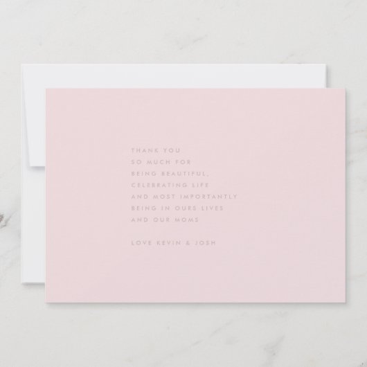 Blush Pink Ultra Modern Bold Big Danke Mutter (Rückseite)