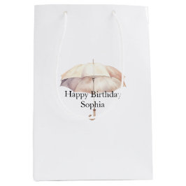 Blush Pink Umbrella Birthday Mittlere Geschenktüte