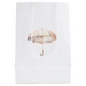 Blush Pink Umbrella Birthday Mittlere Geschenktüte (Rückseite)