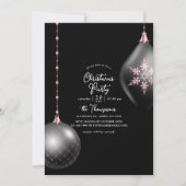 Blush Pink und Black Christmas Party Einladung (Vorderseite)